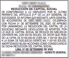 Publicar aviso legal de Reducción de capital
